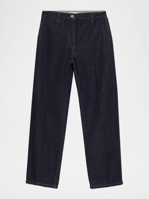 Jil Sander Creased Straight-Leg Denim Trousers