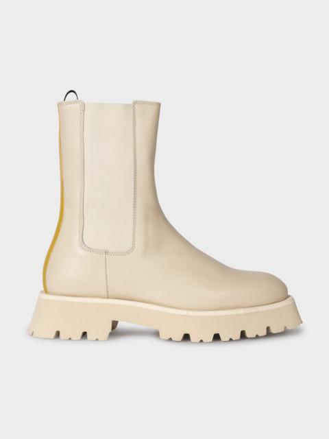 Paul Smith Cream Leather Stripe 'Fallon' Chelsea Boots