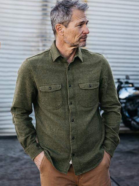 HIROSHI KATO The Brace Triple Twisted Plaid - Moss