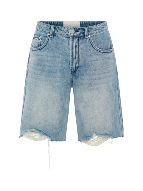 ONE TEASPOON Rebel Rise High Waist Long Length Denim Shorts - Salty Dog