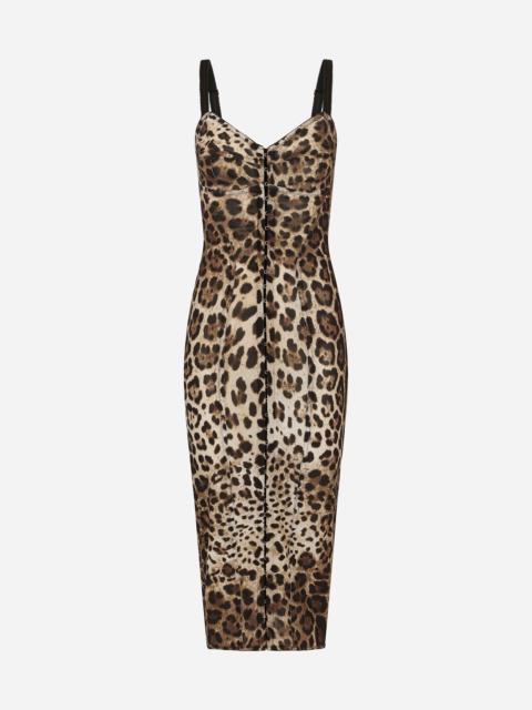 Dolce & Gabbana Marquisette calf-length dress with leopard print