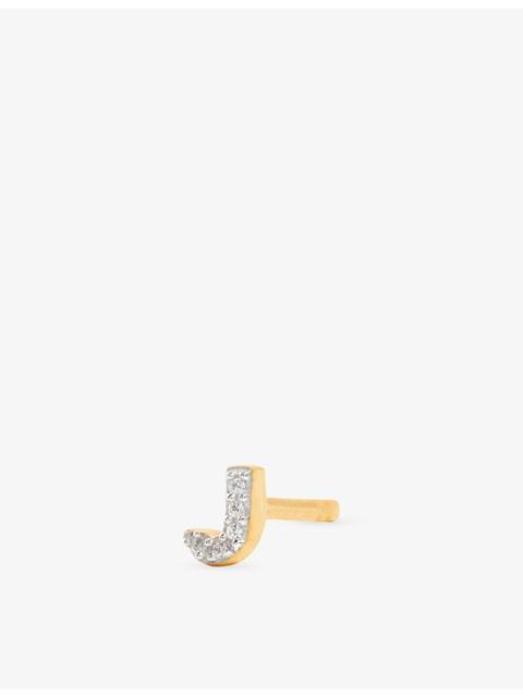 MISSOMA Initial H Pave Initial 18ct Gold Vermeil And Cubic Zirconia Single Stud Earring
