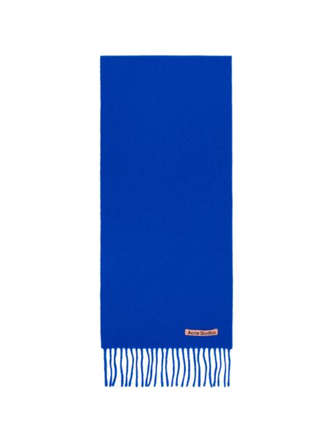 Acne Studios Blue Skinny Fringe Wool Scarf