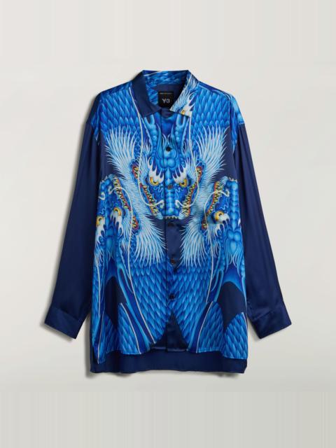 Y-3 Y-3 BLUE SATIN GRAPHIC SHIRT