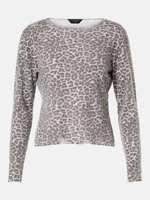 BALENCIAGA Distressed leopard-print jersey sweater