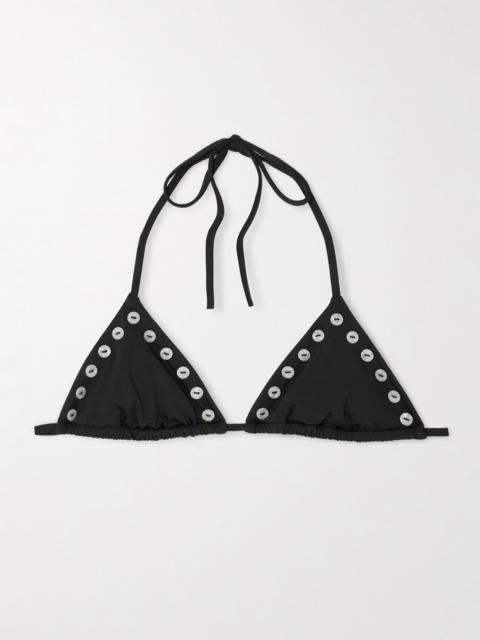 STAUD Lido Embellished Triangle Bikini Top