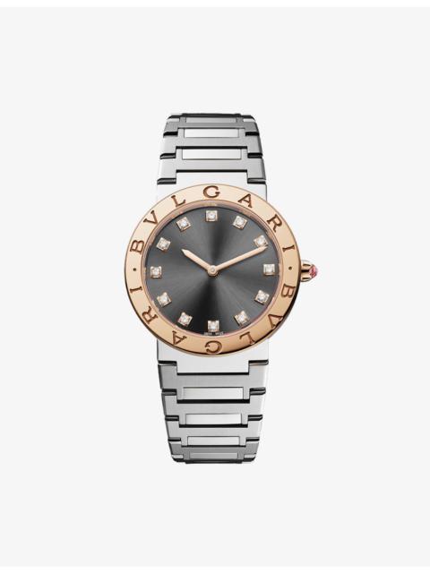 BVLGARI 103757 BVLGARI BVLGARI stainless-steel, 18ct rose-gold and diamond quartz watch