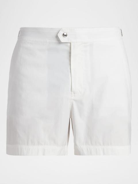 TOM FORD Men's Poplin Waistband-Tab Swim Trunks