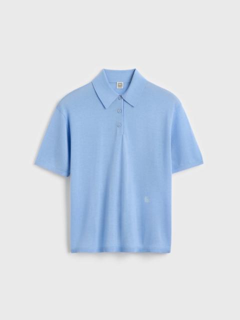 TOTEME Wool-silk polo shirt blue