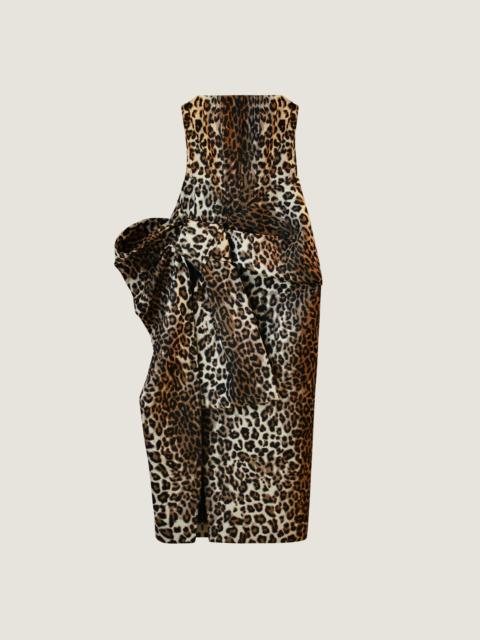 Givenchy LONG BUSTIER DRESS IN LEOPARD JACQUARD WITH BOW