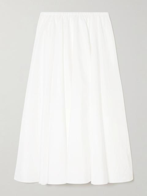 NORMA KAMALI Pleated poplin midi skirt White