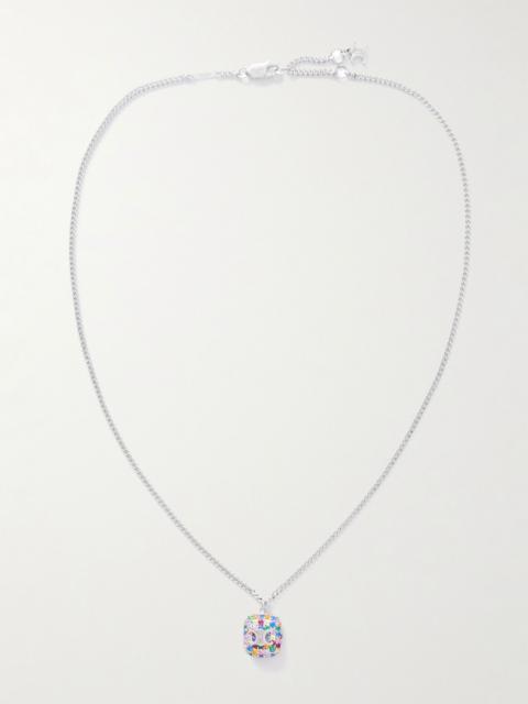 CELINE Silver-Tone Cubic Zirconia Pendant Necklace Silver