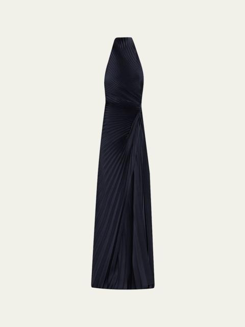 A.L.C. Romy High-Neck Pleated Satin Gown
