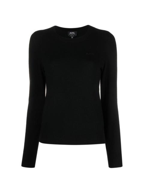 A.P.C. logo-embroidered virgin-wool jumper