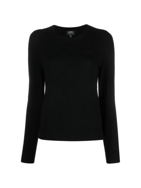 logo-embroidered virgin-wool jumper