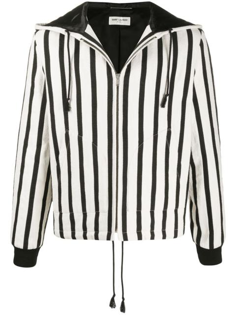 SAINT LAURENT vertical stripe zipped jacket