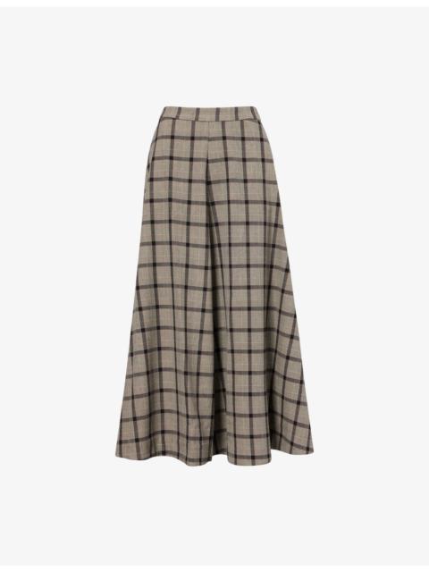 Reformation Reformation x Nara Smith First Light Plaid-Pattern Woven Maxi Skirt