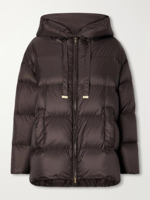 Max Mara Nerine hooded quilted shell down jacket Dark brown