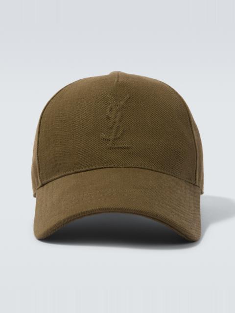 SAINT LAURENT Cassandre denim baseball cap