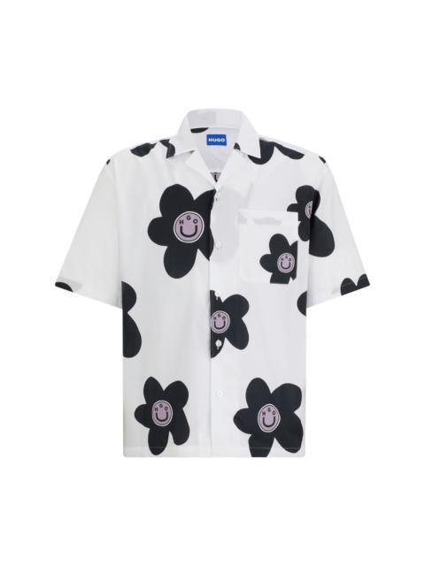 HUGO floral-print cotton shirt
