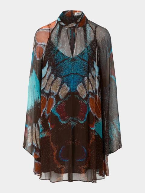 STAUD Esther Butterfly High-Neck Mini Dress