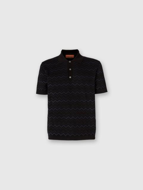 Missoni Knitted polo shirt in a cotton and viscose blend zigzag