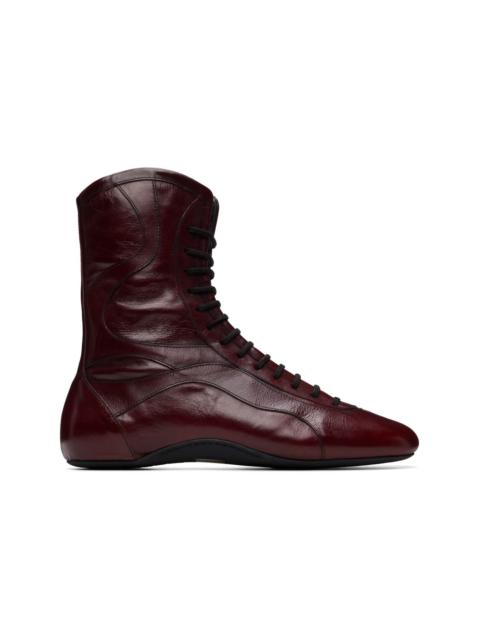 Dries Van Noten Red Leather High Top Sneakers