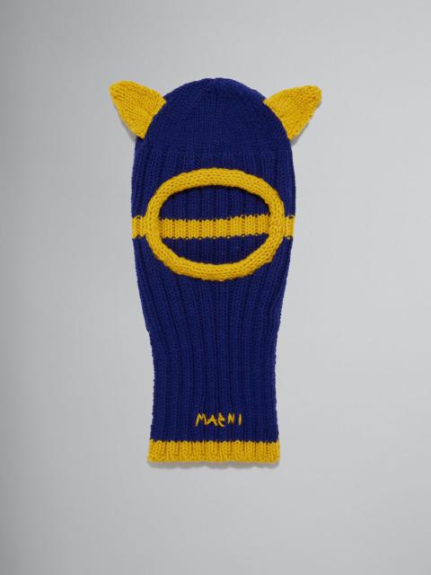 BLUE WOOL BALACLAVA WITH EARS