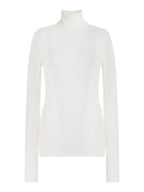 GABRIELA HEARST Meret Pointelle Knit Turtleneck in Ivory Merino Wool