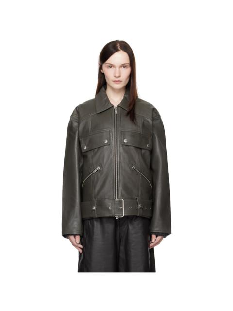 STAND STUDIO Gray Yara Leather Jacket