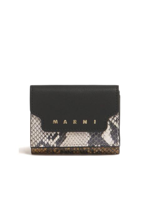 Marni leather python-print wallet