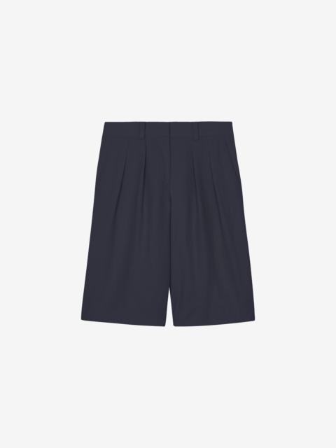 The Frankie Shop Bilbao Pleated Bermuda Shorts - Navy