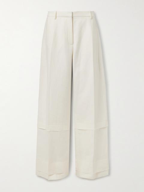 KHAITE Linden Tiered Frayed Linen Pants