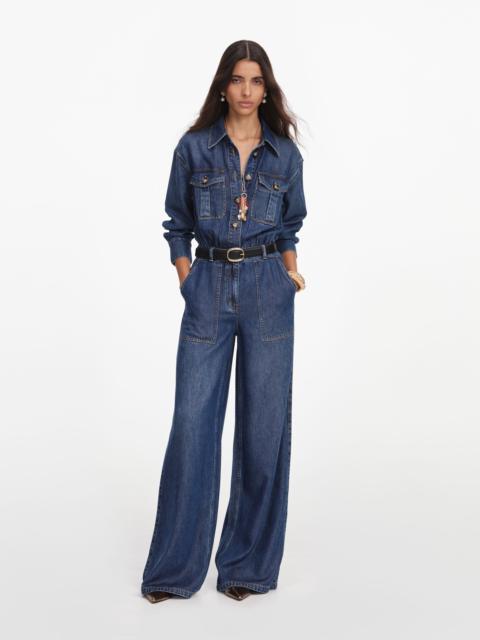 self-portrait Denim Relaxed Fit Jumpsuit