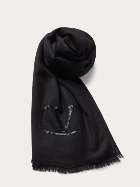 Valentino VLOGO SIGNATURE CASHMERE AND SILK SHAWL WITH LUREX LOGO