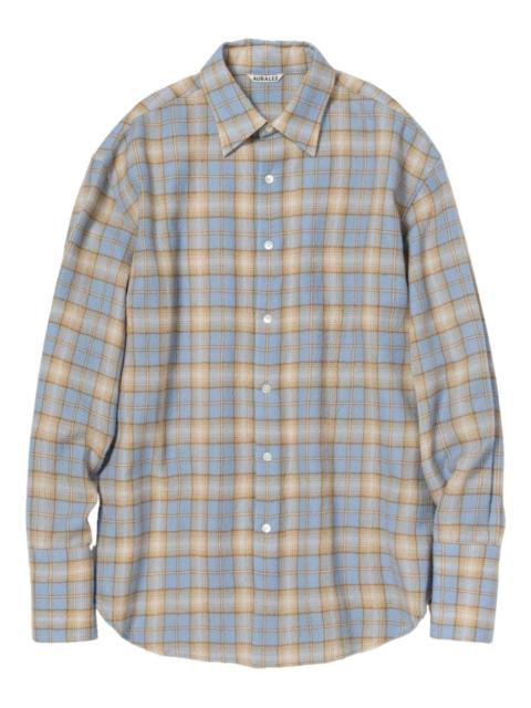 AURALEE check-pattern curved-hem shirt