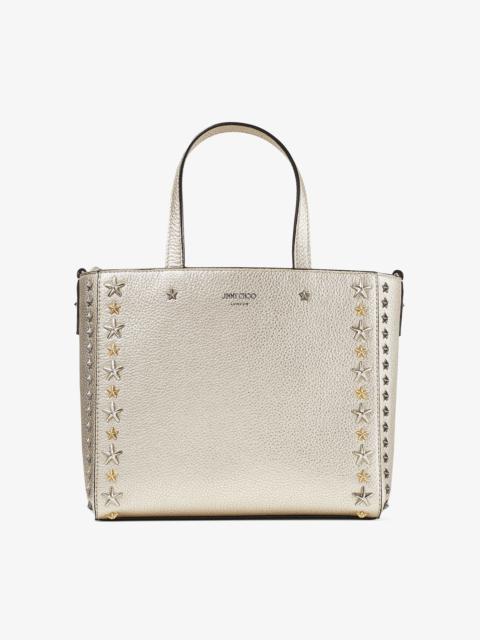 JIMMY CHOO Pegasi/s Tote
Light Gold Metallic Soft Grainy Calf Small Tote Bag with Stars Mix