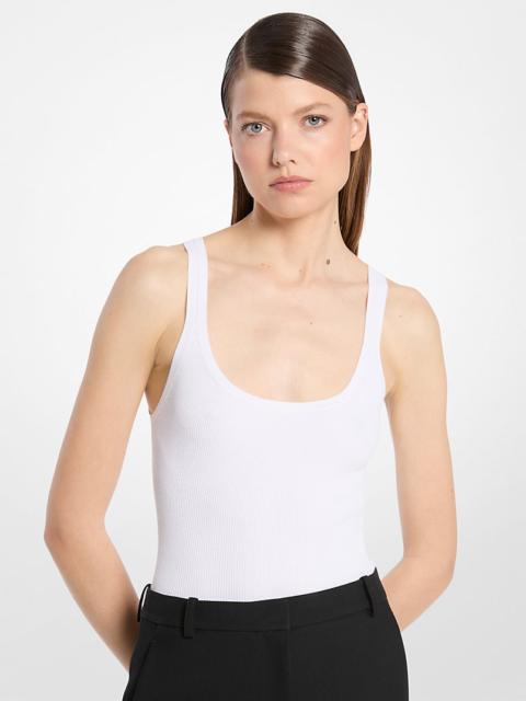 MICHAEL KORS COLLECTION Ribbed Stretch Viscose Tank Top Bodysuit