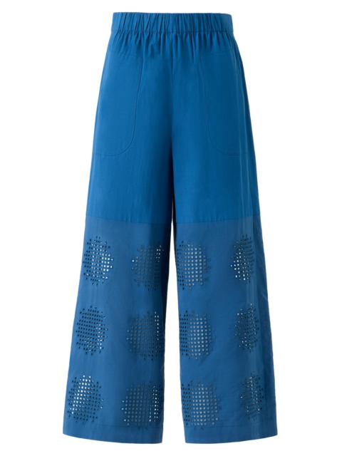 AKRIS Women's Frey Embroidered Eyelet Poplin Cropped Pants - Dark Blue