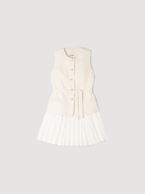 Sandro TWO-MATERIAL MINI DRESS