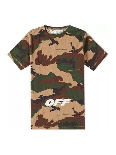 Off-White Alphabet Embroidered Short Sleeve Unisex Camouflage OMAA038E181850219901