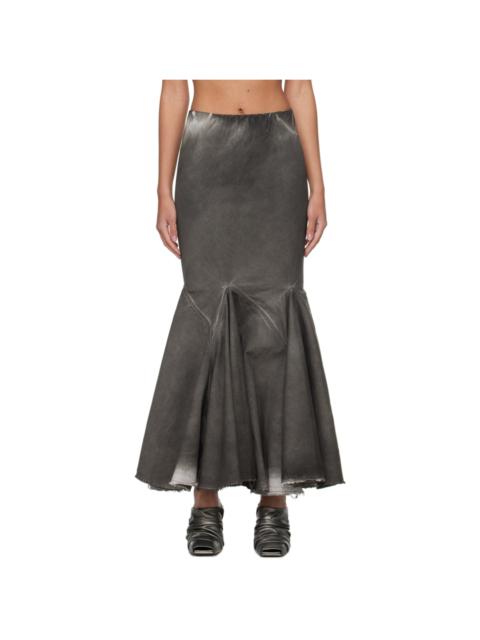 Gray Divine Bias Denim Maxi Skirt