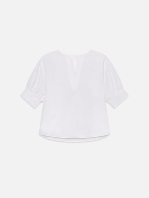 V-Neck Popover Top in White