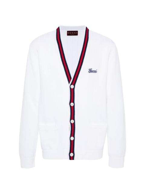 logo-embroidered cardigan