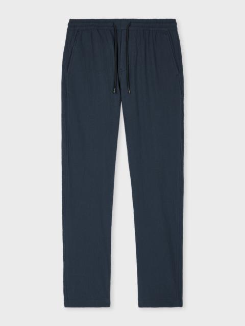 Paul Smith Navy Stretch-Cotton Seersucker Drawstring Trousers