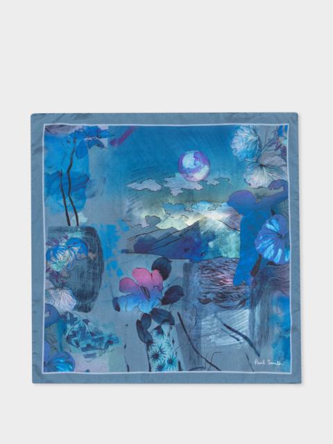 Paul Smith Blue 'Narcissus' Silk Pocket Square