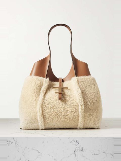 Tod's Leather and shearling shoulder bag