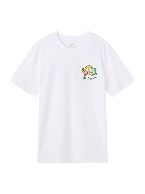 Nike Nike Sportswear Back Alphabet Geometry Printing Sports Round Neck Short Sleeve White DQ1079-100