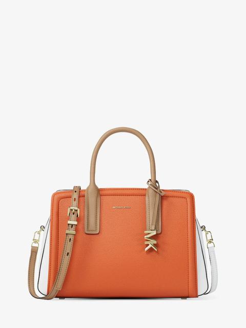 MICHAEL KORS Laila Medium Color-Block Pebbled Leather Satchel