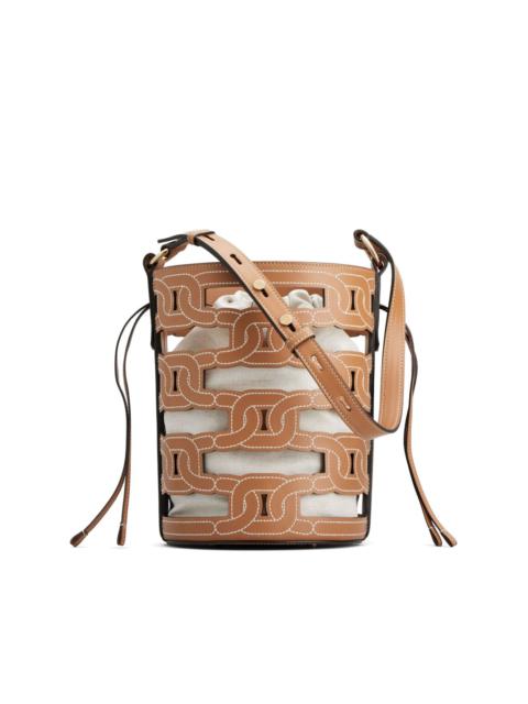 cut-out leather bucket bag